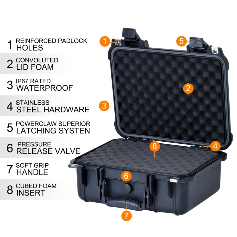 MEIJIA Portable All Weather Waterproof Protective Case,Hard Case,Camera Case With Customized Fit Foam,Fit Use of Drones,Camera,Equipments,Pistols,Elegant Black,13.35 x11.63x5.98inches - Image 4